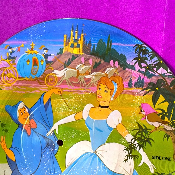 WALT DISNEYS CINDERELLA VTG 1981 SOUNDTRACK PHONO PICTURE DISC VINYL RECORD RARE - Picture 11 of 16